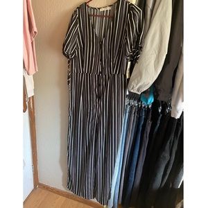 Black and white striped jumpsuit